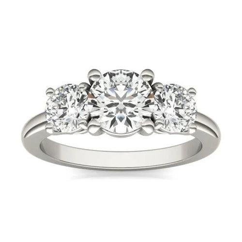 3 CTW AGI Certified Lab Grown Diamond (G-VS) Three Stone Engagement Ring in of 14K Gold