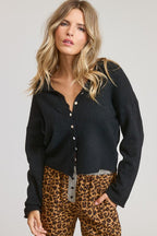 Black Lightweight Button-Down Cardigan