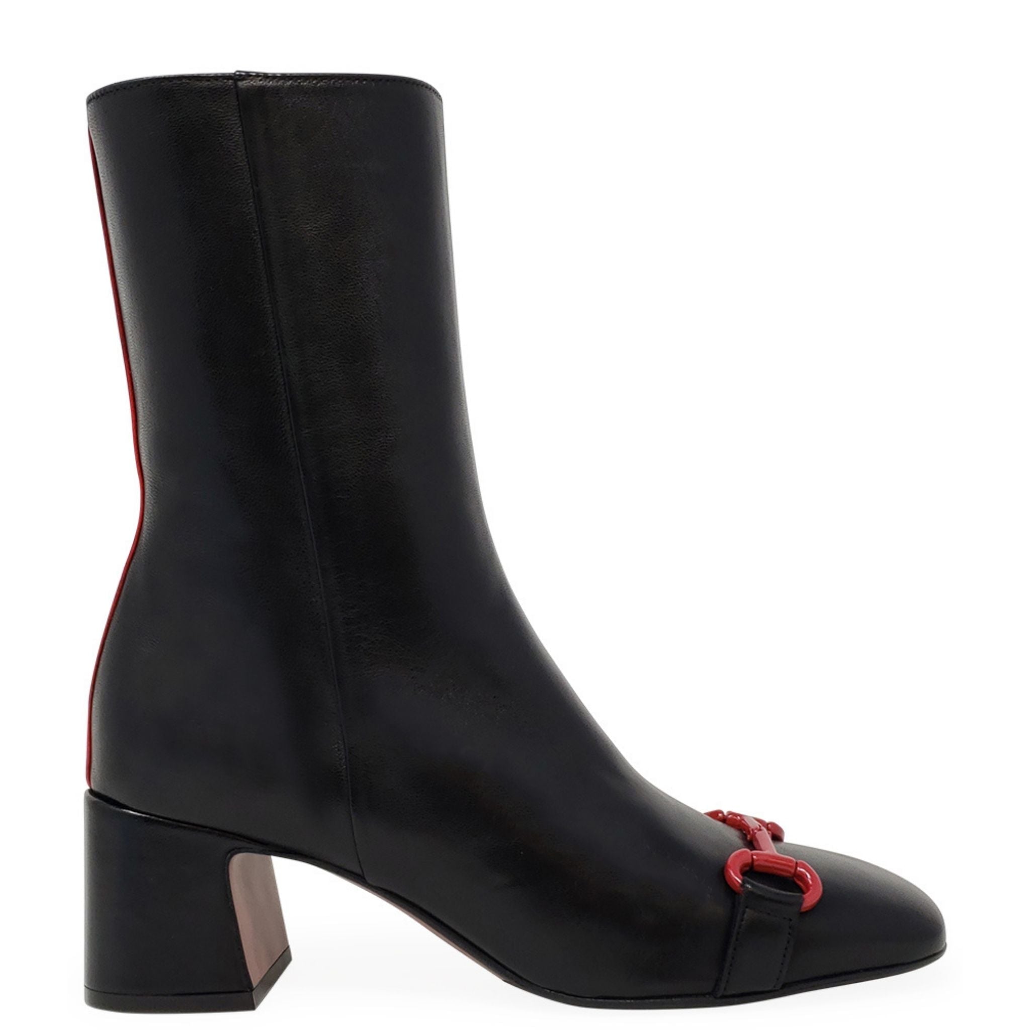 Black Leather Back Stripe Boot