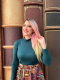 Green Mock Neck Top