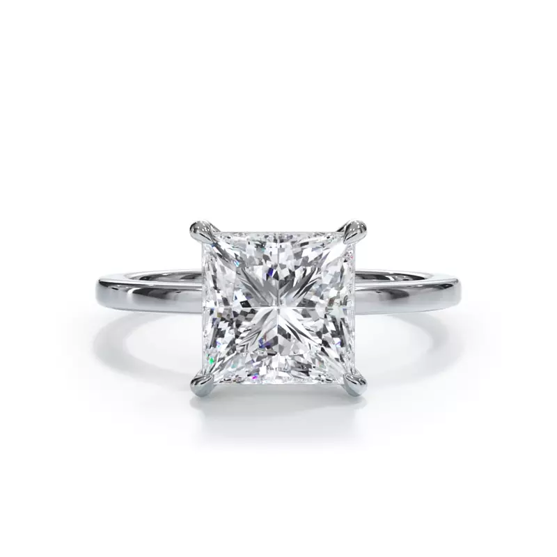 AGI Certified 3 CTW Lab Grown Diamond Solitaire Engagement Ring – G-VS Clarity, 14K White Gold