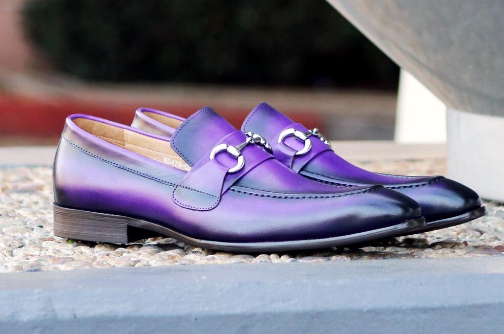 Burnished Calfskin Belt Purple