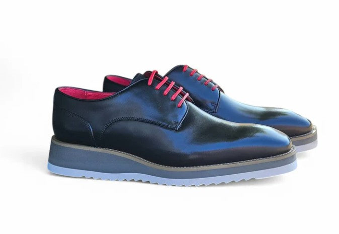 Burnished Calfskin Lace-Up Shoe Black