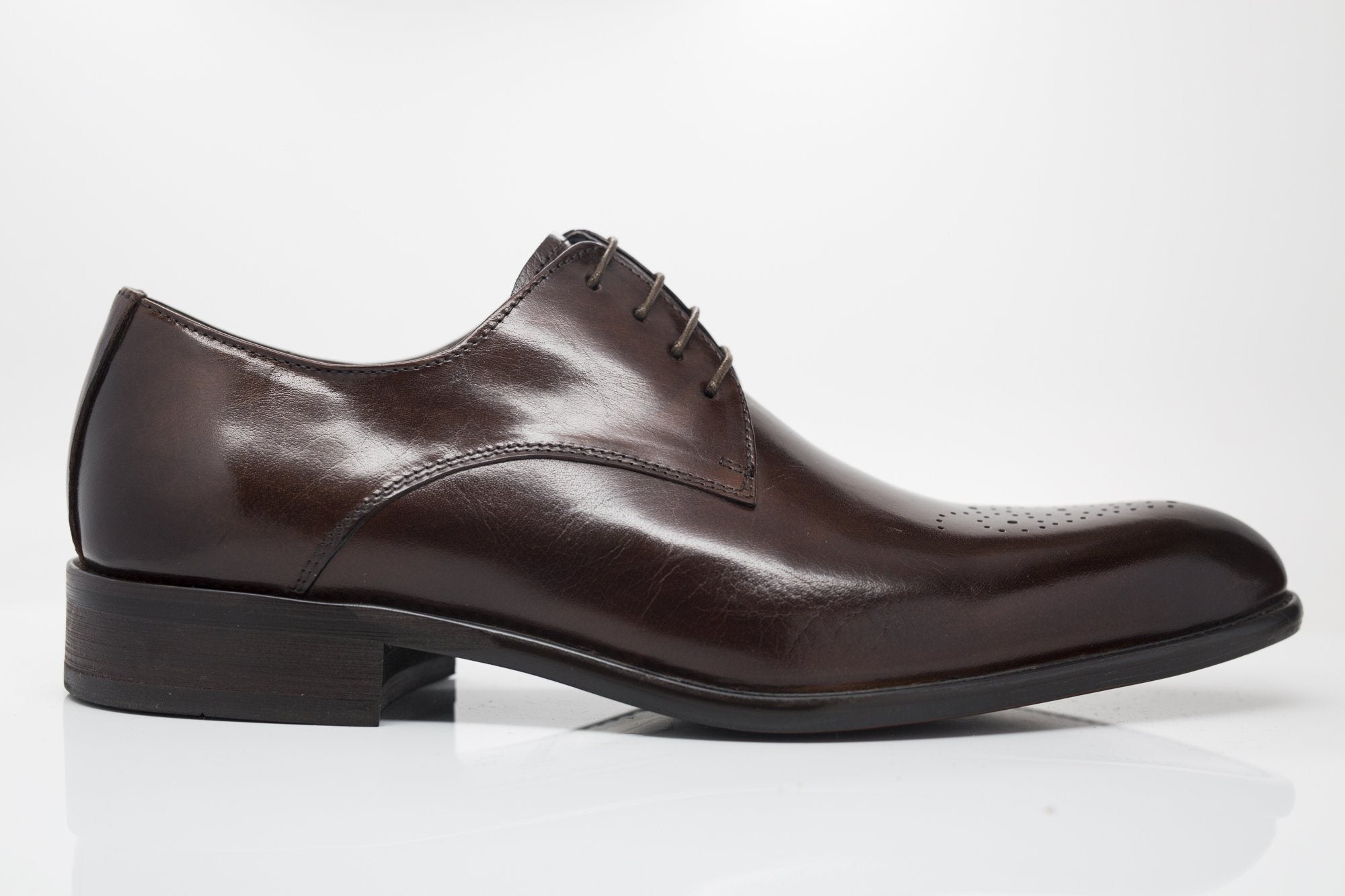 Burnished Calfskin Lace-Up Oxford Chestnut