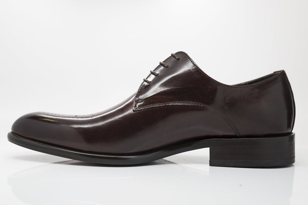 Burnished Calfskin Lace-Up Oxford Chestnut