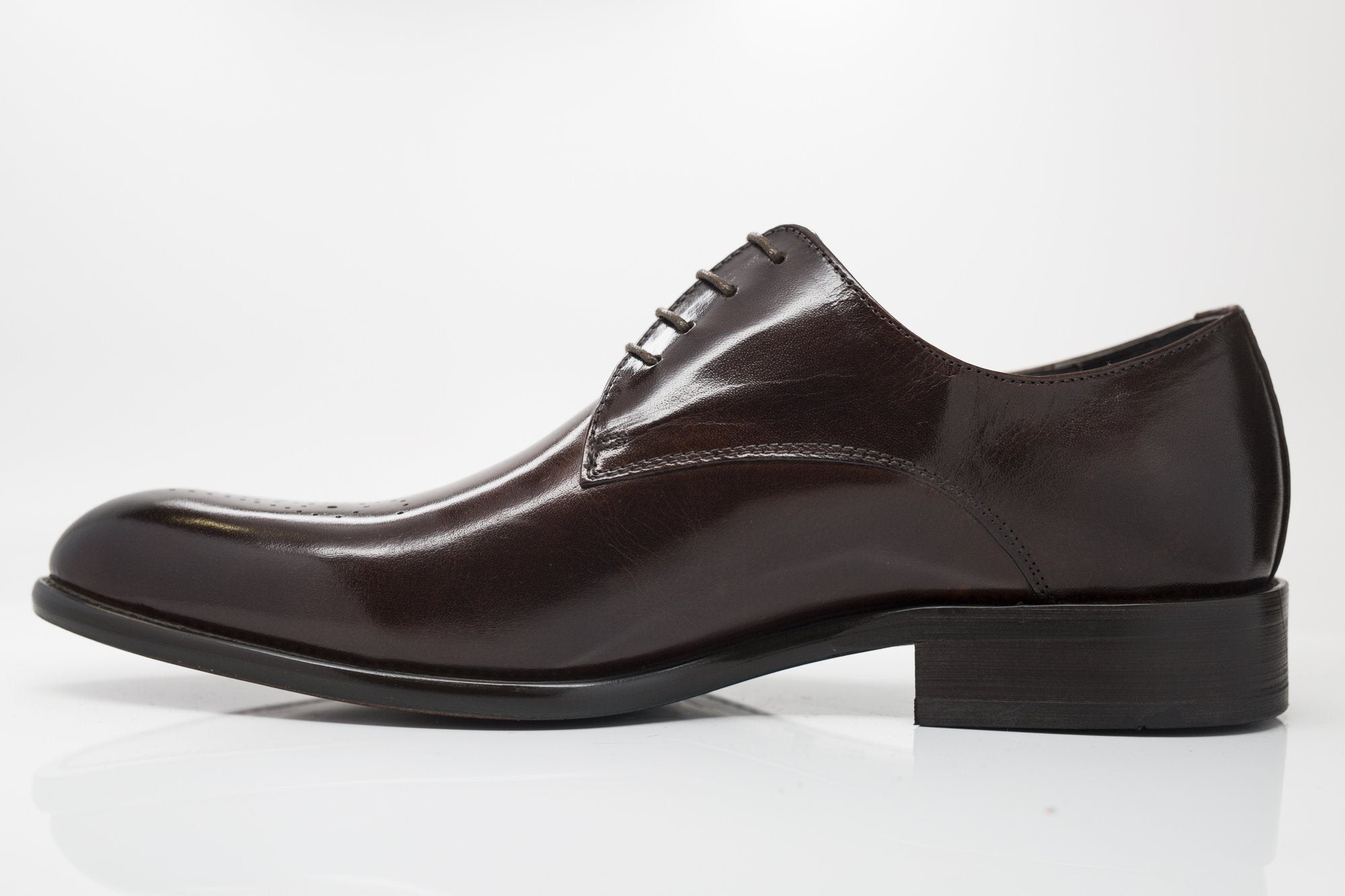 Burnished Calfskin Lace-Up Oxford Chestnut