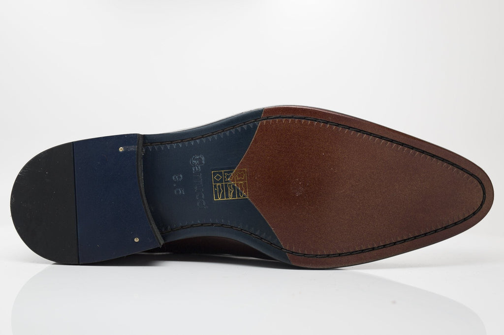 Burnished Calfskin Lace-Up Oxford Chestnut