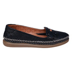 Ginger Black Perforated Leather Flats