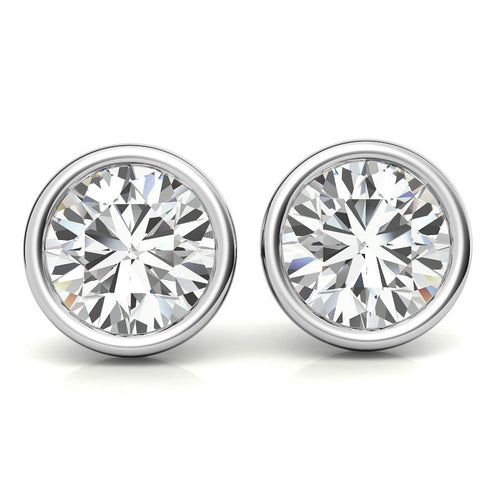 4.00 CTW Lab Grown Diamond Bezel Martini Stud Earrings in 14K White or Yellow Gold