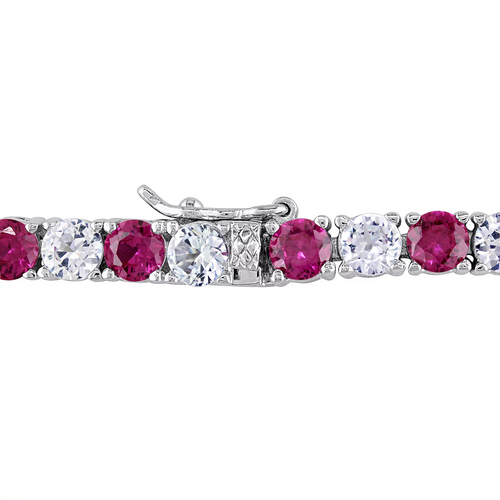 6CTW Lab-Created Ruby & White Sapphire Tennis Bracelet in 14K Gold Overlay – 7.25”