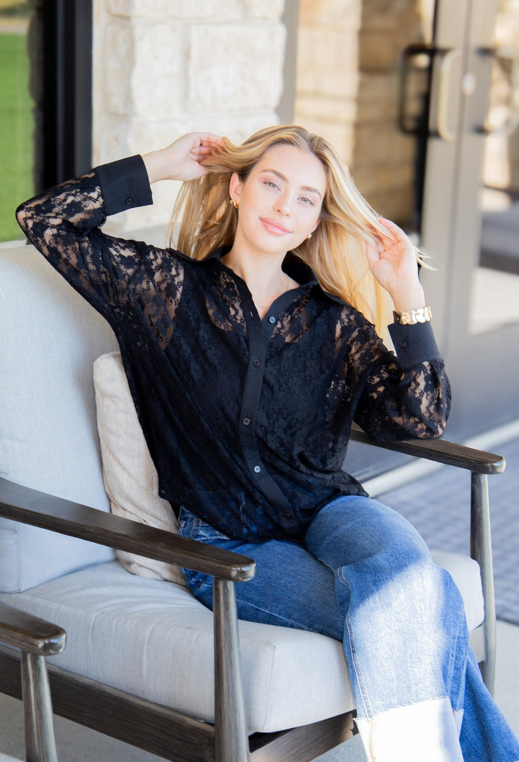 Kathryn Black Lace Long Sleeve Shirt