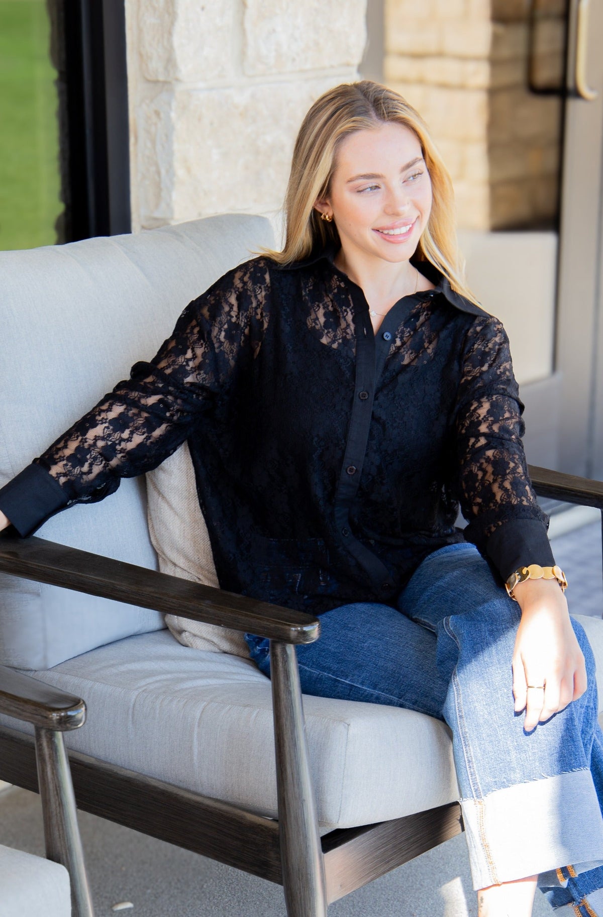 Kathryn Black Lace Long Sleeve Shirt