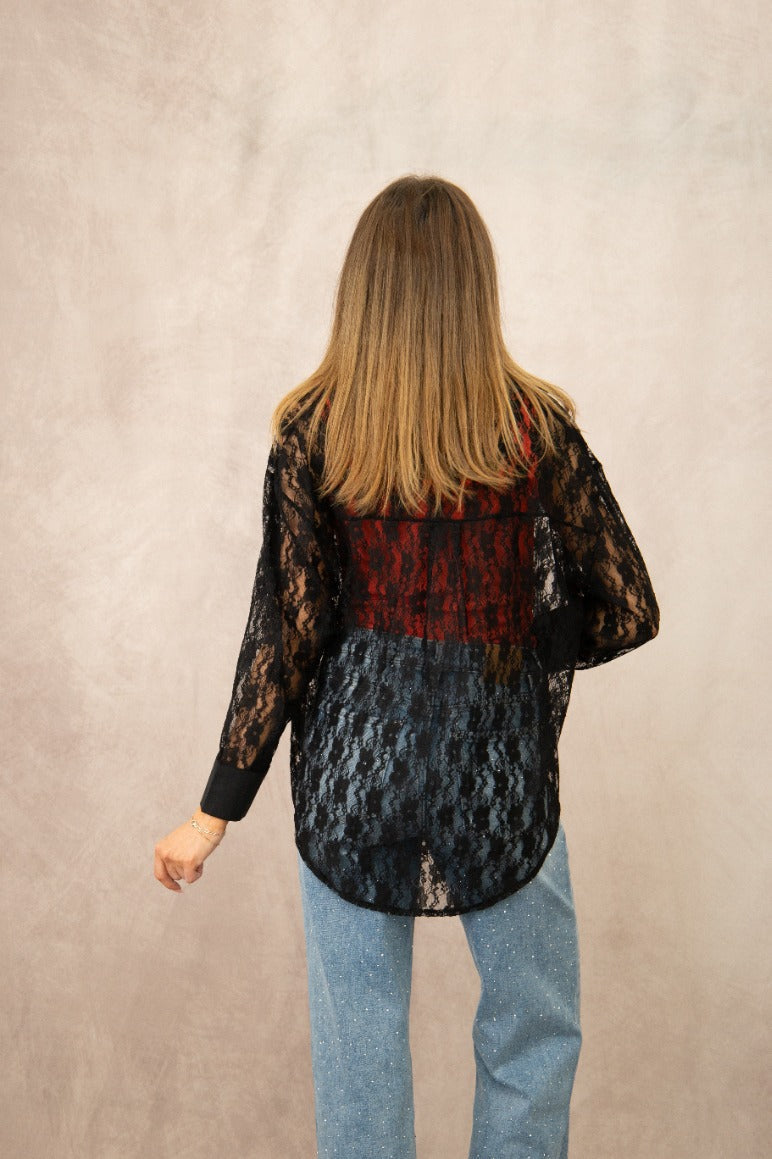 Kathryn Black Lace Long Sleeve Shirt