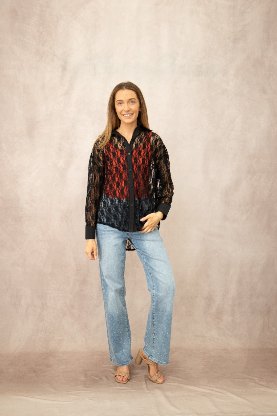 Kathryn Black Lace Long Sleeve Shirt