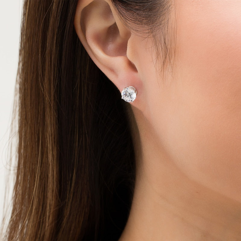 3.50 CTW Lab-Grown Round Diamond Stud Earrings in 14k Gold – E-F/VS AGI Certified