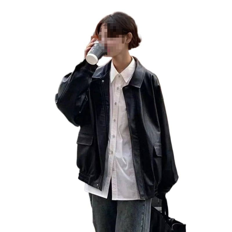 Relaxed Faux Leather Moto Jacket