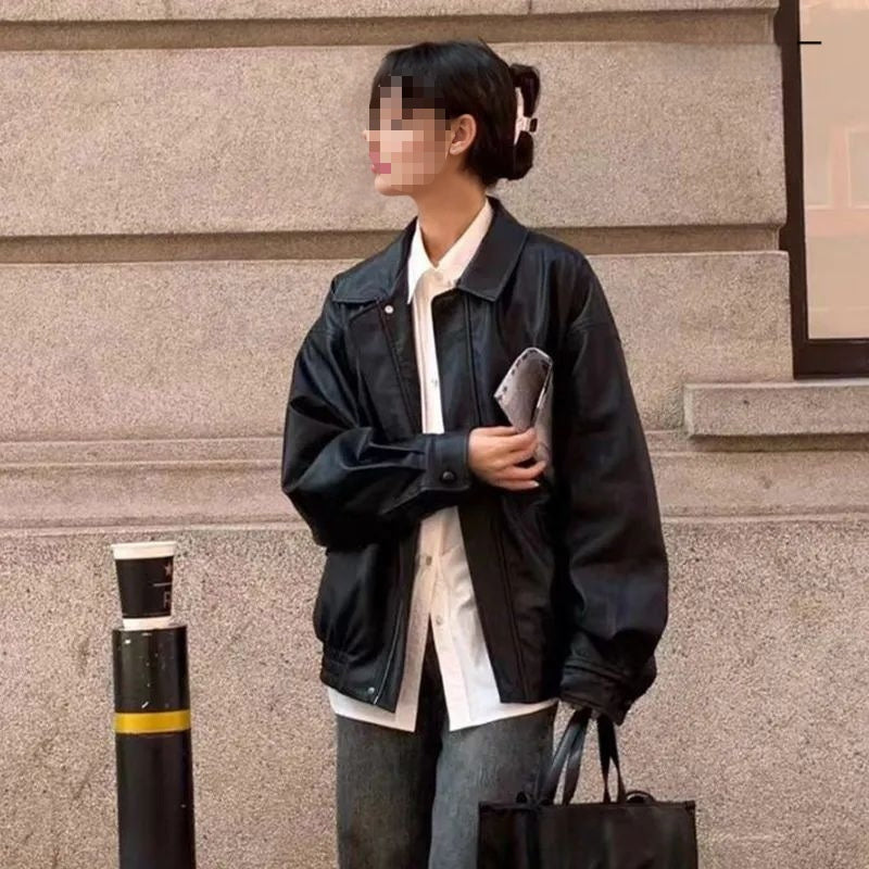 Relaxed Faux Leather Moto Jacket