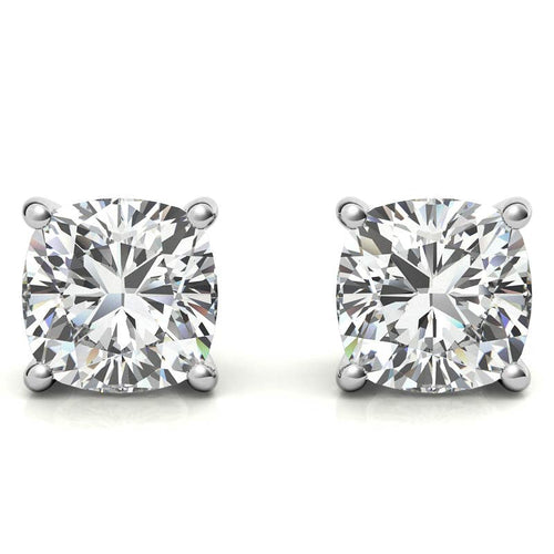1 CTW Lab-Grown Diamond Stud Earrings - G/VS Clarity - 14k Gold Over Sterling Silver - White or Yellow Gold Option